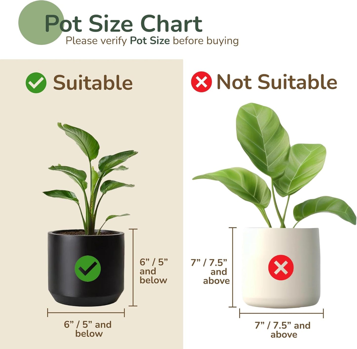 Jute Planter Basket -Sustainable Woven Rope Covers for Decorating Indoor/Outdoor Plants Pots 6.5x6.5x6 Inches Ideal Size for 6" Planter-Multi-Purpose Storage Set of 2 White & Natural Jute