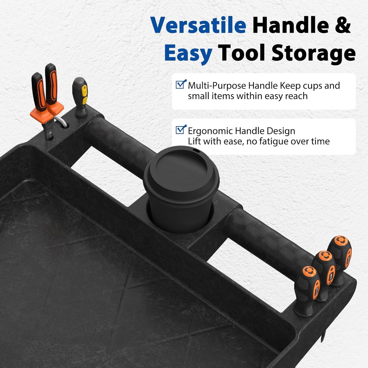 Heavy Duty Rolling Utility Cart with Wheels 2 Tier Utility Plastic Service Work Cart for Shop, Garage, Warehouse, Maintenance 550 lbs