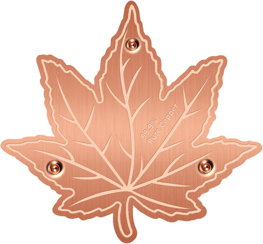 Bird Bath Copper Disk,Bird Bath Purification Disk 0.6mm Reinforced 99.99% Pure Copper Cleaning Disk with 3-Point Support,Fits Outdoor Birdbath & Bowl,Provide Safe Clean Water,Maple Leaf-1Pc