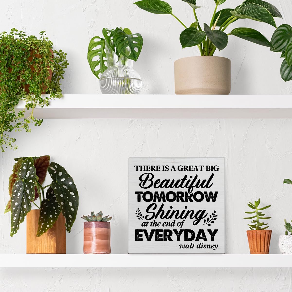 Inspirational Quote Decorative Wooden Box Sign There is a Great Big Beautiful Tomorrow Wood Block Plaque Decor Farmhouse Home Office Shelf or Wall Display 5x5 Inches