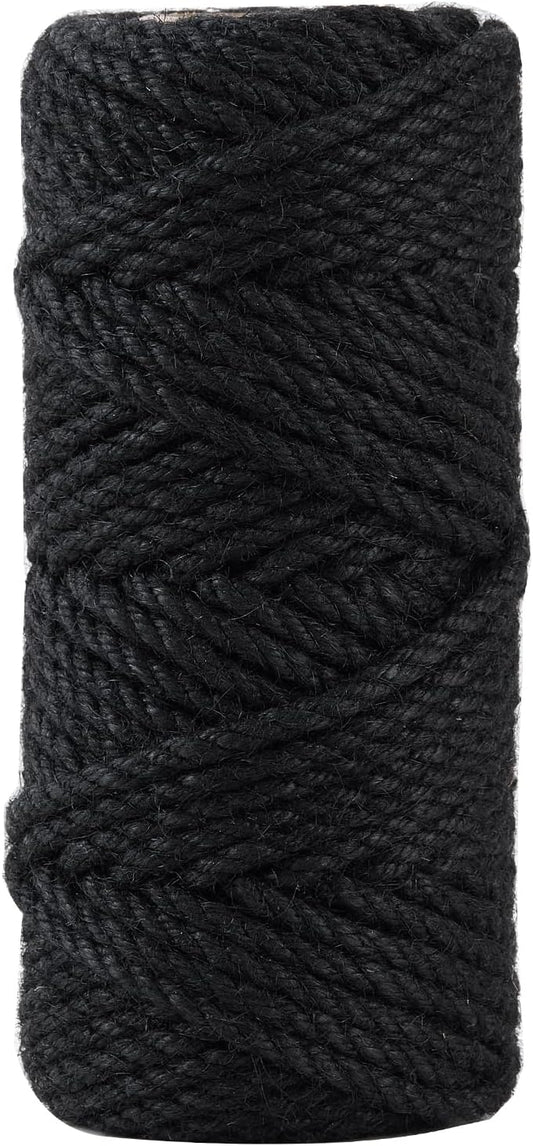 100 Feet 5mm Thick Black Natural Jute Twine, Garden Twine Heavy Duty Industrial Packing Materials String Wrapping, Arts, and Crafts, Halloween Wrapping, Gardening Applications