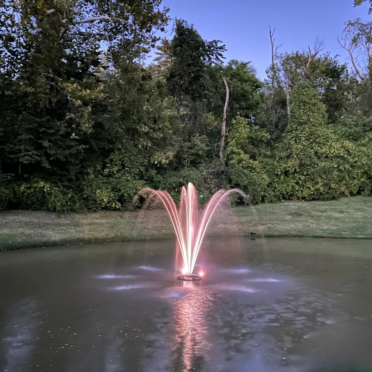 HALF OFF PONDS Floating Fountain – 3/4 HP Pond Aerator, 200' Cord – 8,000 GPH Water Pump – 11 Spray Patterns - Color-Changing LED Lights & Control Box – for Ponds, Lakes & Water Gardens