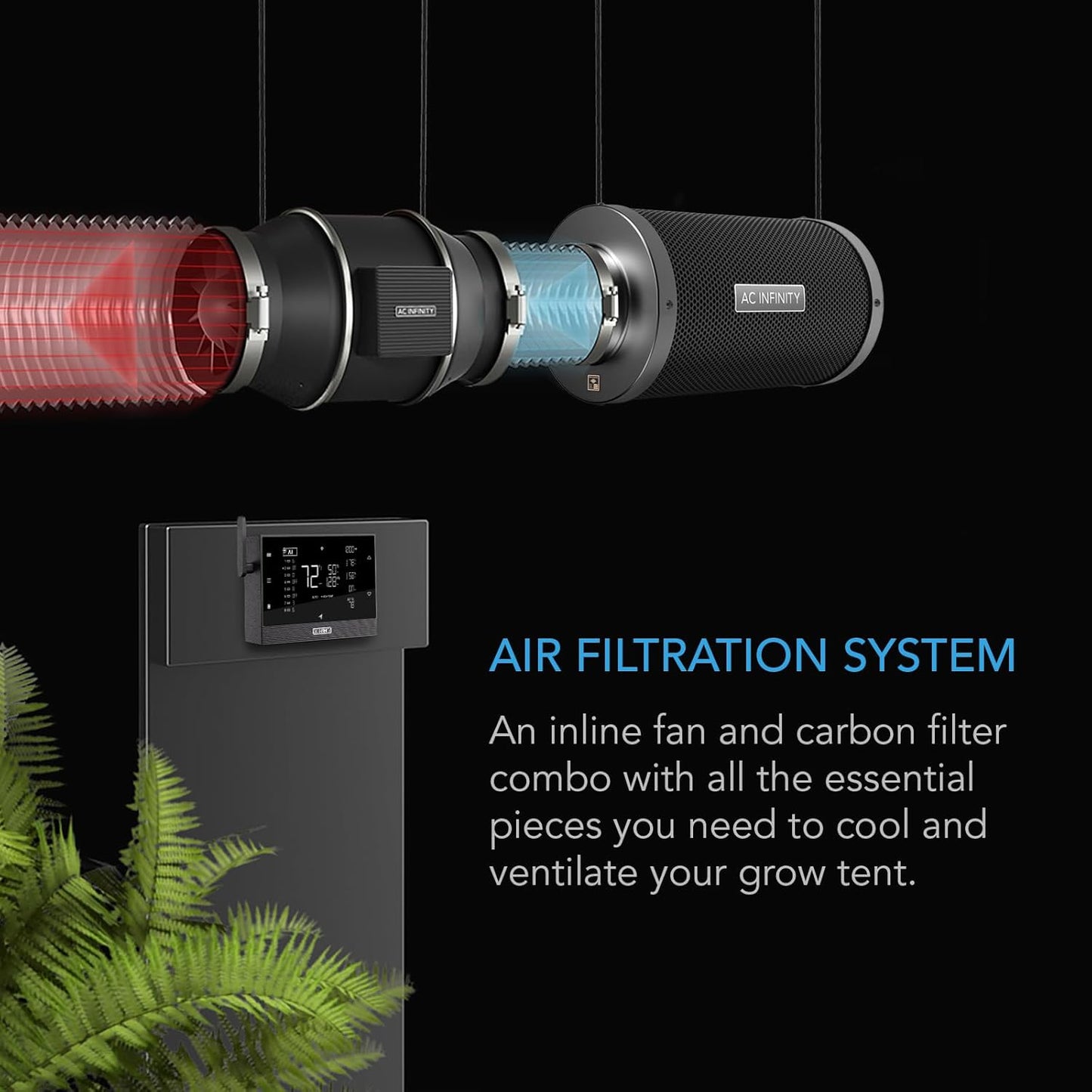 AC Infinity Air Filtration PRO Kit 6”, AI Controller with WiFi App Control & Auto Level Adjusting, Inline Fan, Carbon Filter, Ducting, Ventilation System for Grow Tents, Hydroponics, Indoor Gardening