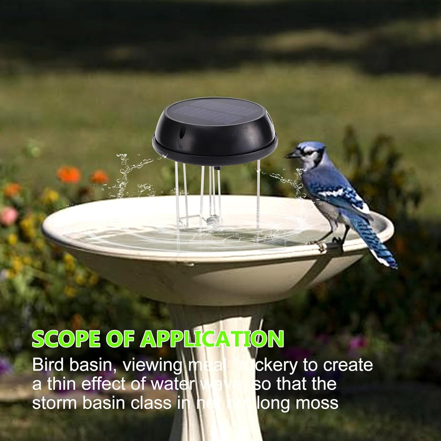 Bird Bath Solar Swing Device, Stainless Steel Bird Bath Bubble Device, Suitable for Garden Ponds, Pool Scenery, Oxygen and Water Enhancers