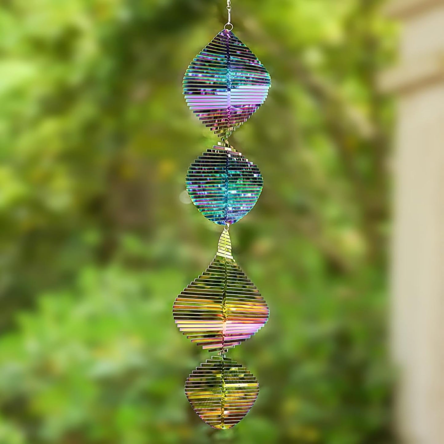 Wind Spinners Outdoor, 3D Helix Whirl, Gradient Multicolor, 24 inches Stainless Steel Metal, Hanging Wind Spinners, Garden, Yard Décor, Outside, Gifts for Women Mom Wife