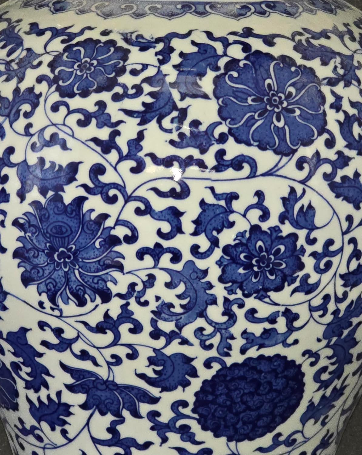 24" Classic Blue and White Floral Porcelain Ceramic Temple Ginger Jar Vase, Large China Qing Style (Blue and White 24-5)