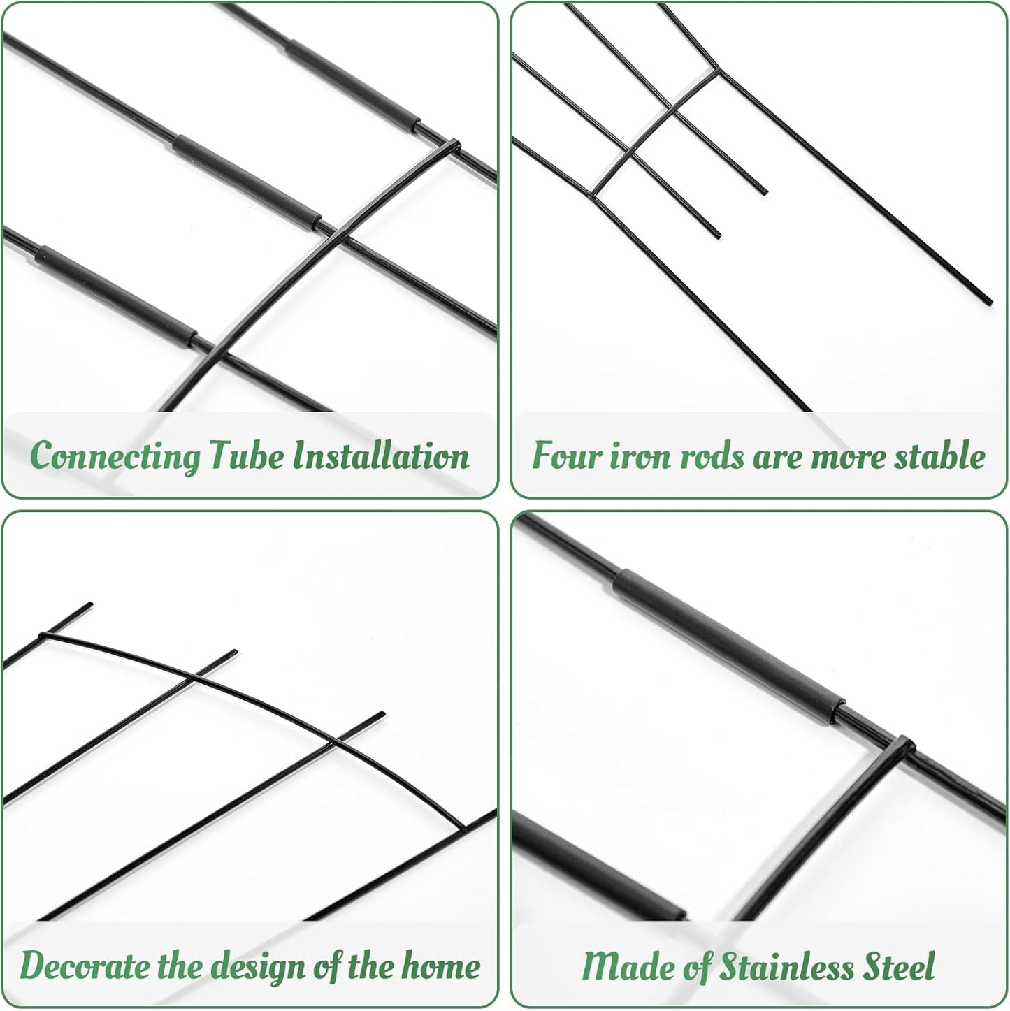 4 Pack 32'' Plant Trellis Indoor - Metal Trellis for Climbing Plants Indoor, Garden Trellis for Climbing Plants Outdoor Houseplants Flowers Vine Ivy, Fan Shape, Black