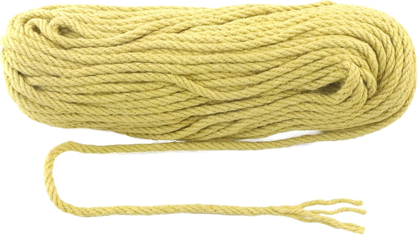 6mm x 50 Feet Yellow Jute Rope, Twine for Gardening Tomato Climbing Plant Tie Floristry Crafts Gift Wrapping Packing Decor
