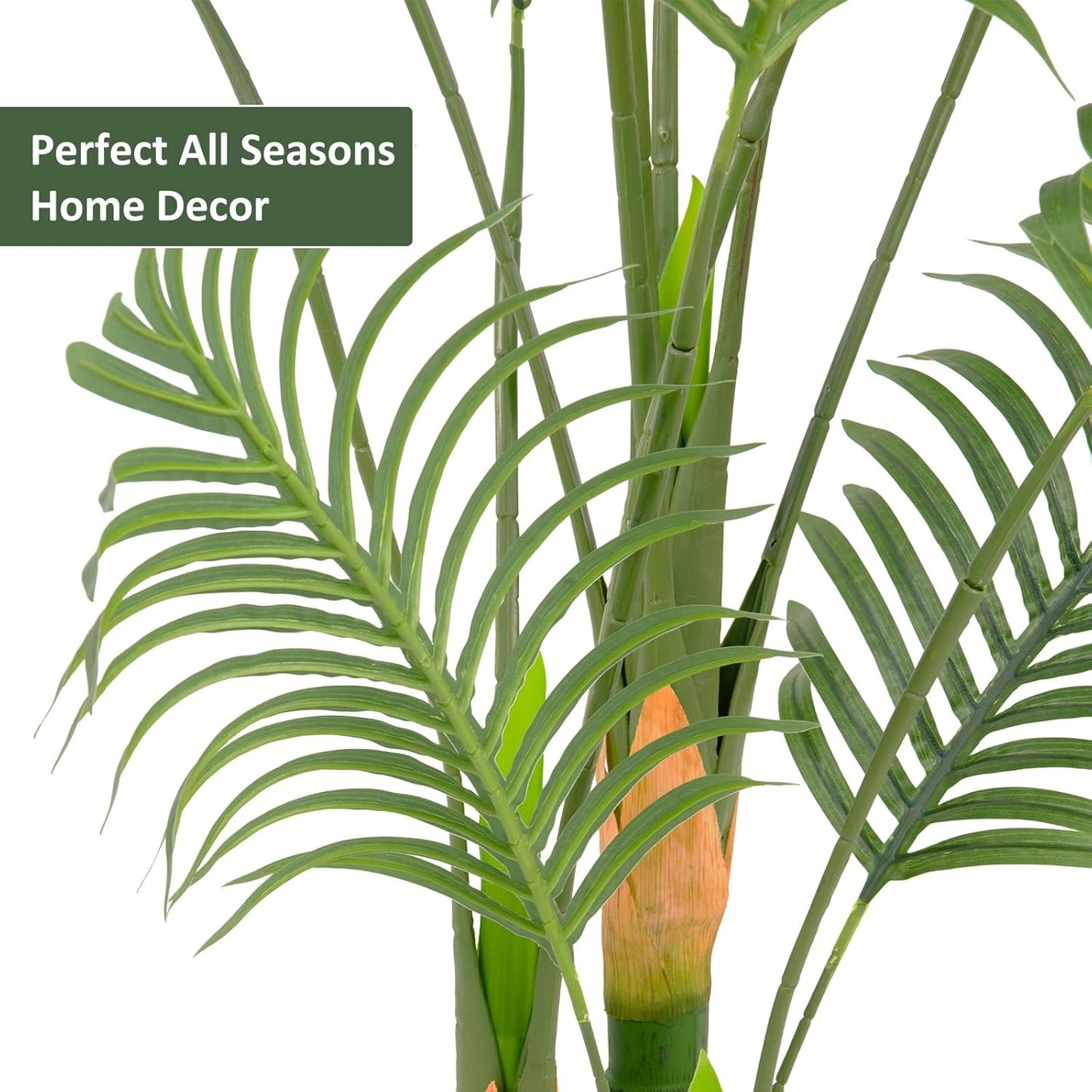 Artificial Fake Palm Tree 7FT 1Pack with White Planter & Free Moss, UV Resistant Artificial Palm Tree for Outdoors, Fake Plants for Poolside Home Room Decor, Faux Plants Outdoor Decor