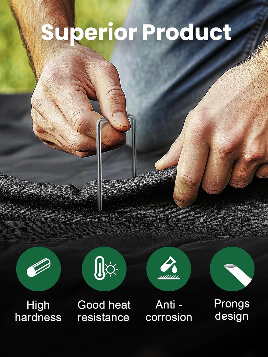 GROWNEER 8 Inch 50 Pack Landscape Staples Heavy Duty 11 Gauge Galvanized Steel Garden Stakes Securing Pegs for Securing Weed Fabric Landscape Fabric Netting Ground Sheets and Fleece