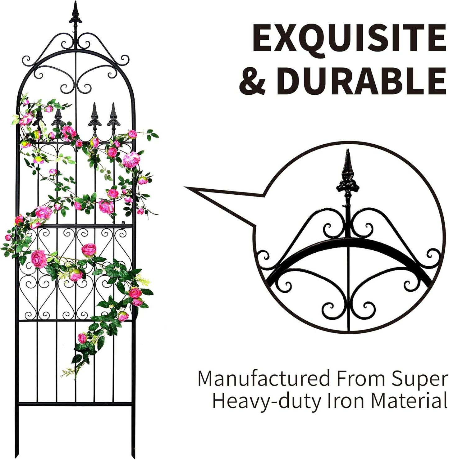 Garden Trellises 86” x 21.7” for Climbing Plants 7.2FT Metal Iron Wire Vine Flower Trellis Perfect for Supporting Climbing Plants Outdoor, Roses, Vines, Flowers, and Vegetables