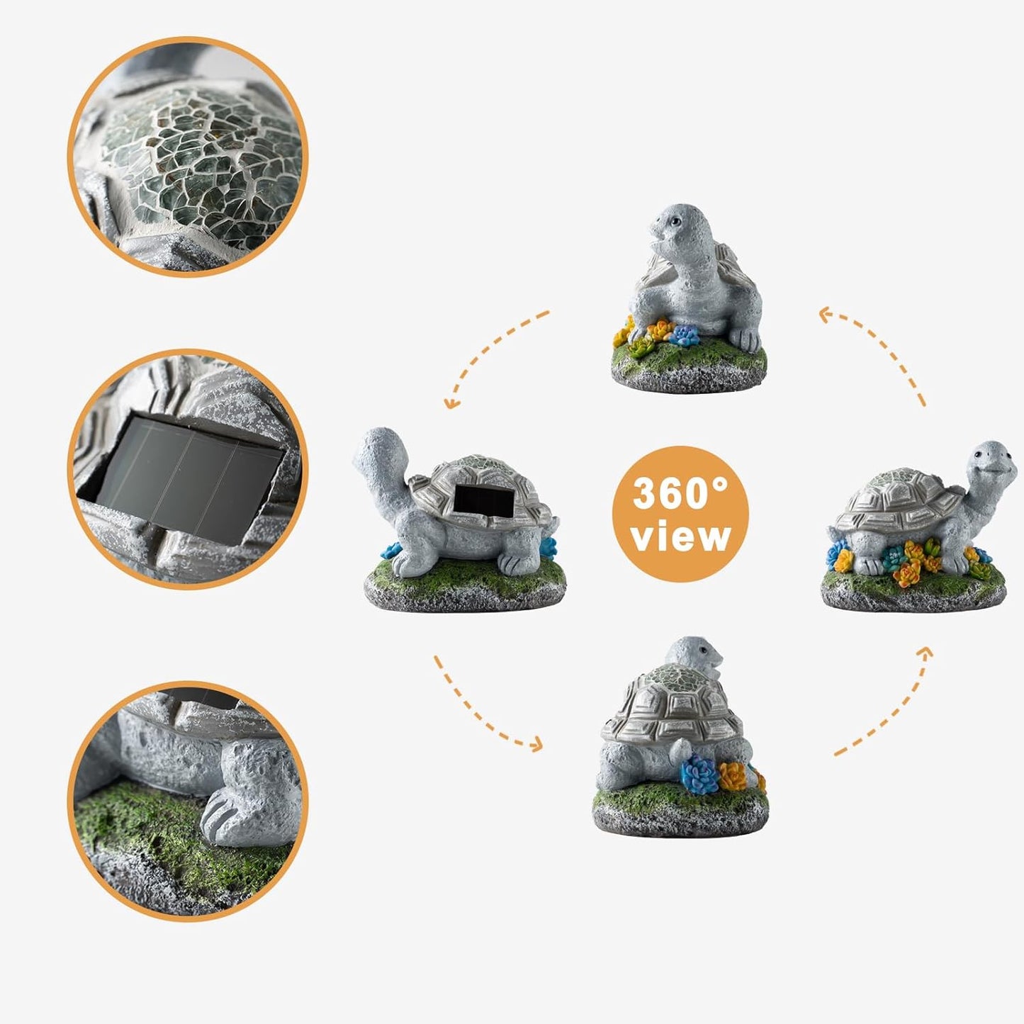 Garden Statue Turtle,Solar Turtles Decor for Outdoor,Resin Tortoise Figurine with Solar Light for Patio,Balcony,Yard,Lawn Ornament,Perfect Garden Gift