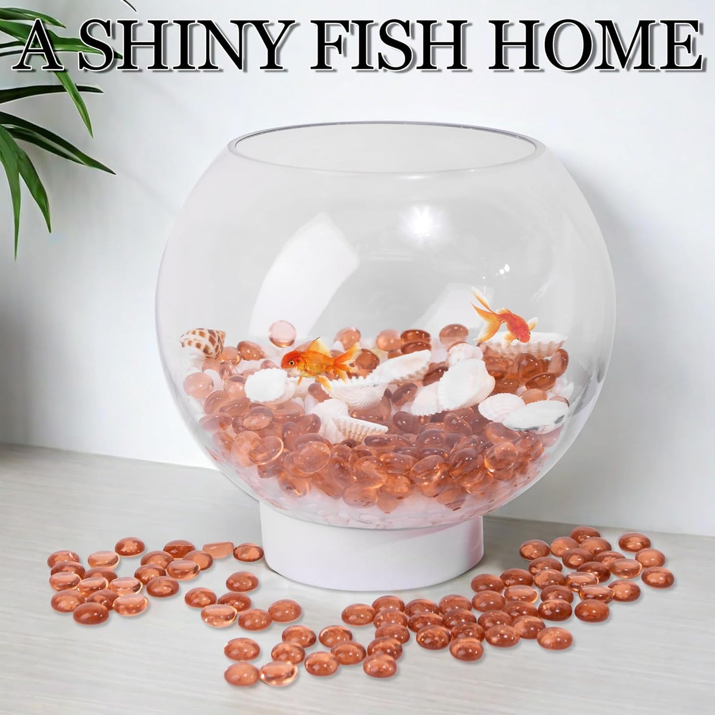 50PCS Mini Glass Gems,Pink Mancala Stones Flat Bottom Marble Beads for Home Decorative Art Craft Vase Filler(0.5"~0.7")