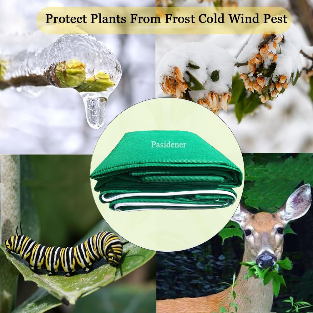 Plant Covers Freeze Protection 2 Packs 50" x35" 2.2oz Tree Covers Frost Plant Covers Freeze Cloth for Outdoor Plants with Zipper Drawstring
