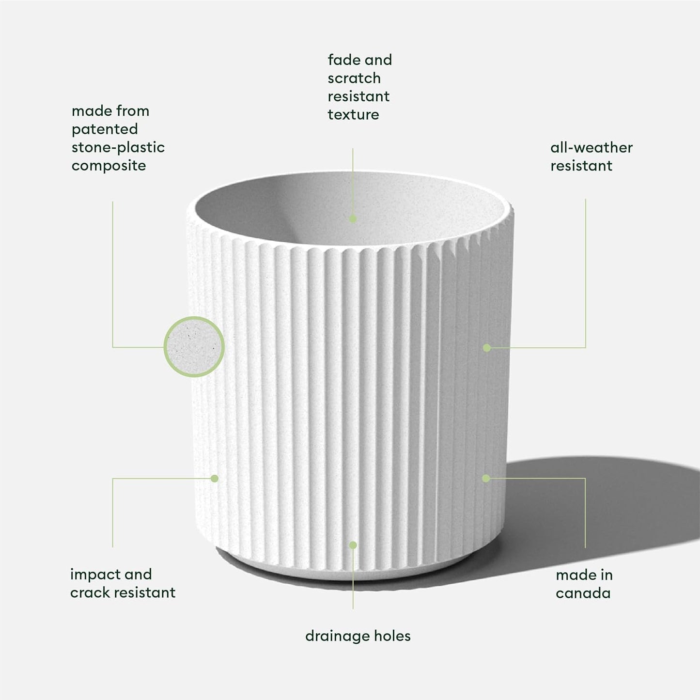 Veradek Demi Series Round Planter for Porch, Patio, Backyard | Durable Plastic-Concrete Material | Modern Décor for Tall Plants, Flowers