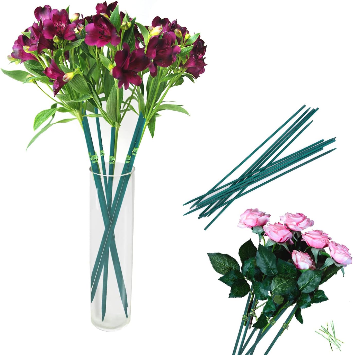 Green Bamboo Plant Stakes, Plant Sticks Support for Indoor and Outdoor Plants, Garden Wood Sturdy Bamboo Sticks, Floral Plant Support Stakes for Garden Plants 25 Pack（18 Inches）