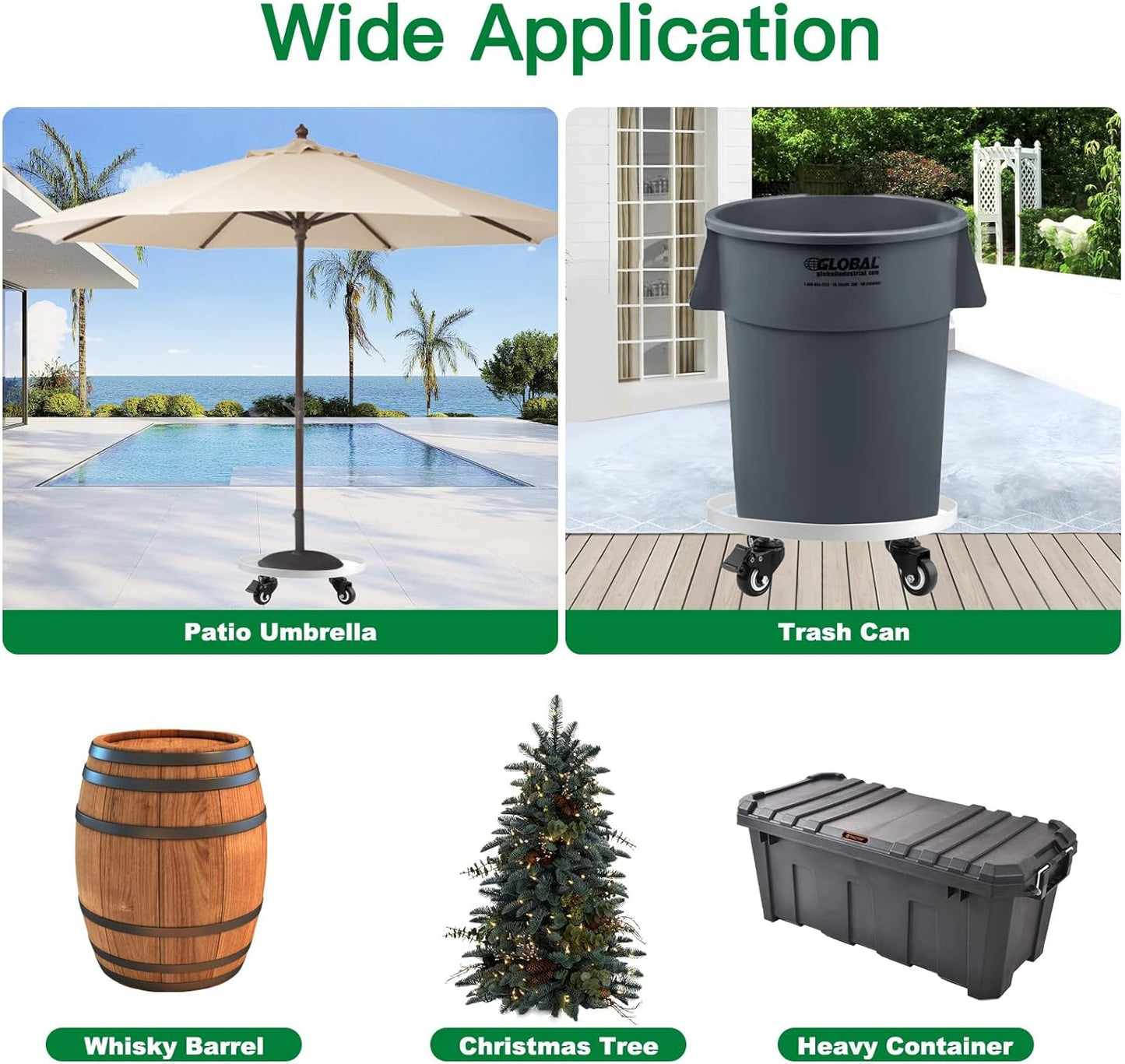 AMAGABELI GARDEN & HOME 2 Pack 14" Metal Plant Caddy with Wheels Heavy Duty Rolling Plant Stand Roller 440 lbs Capacity with 360°Lockable Wheel Pot Dolly Indoor Outdoor Plant Mover Trolley Casters