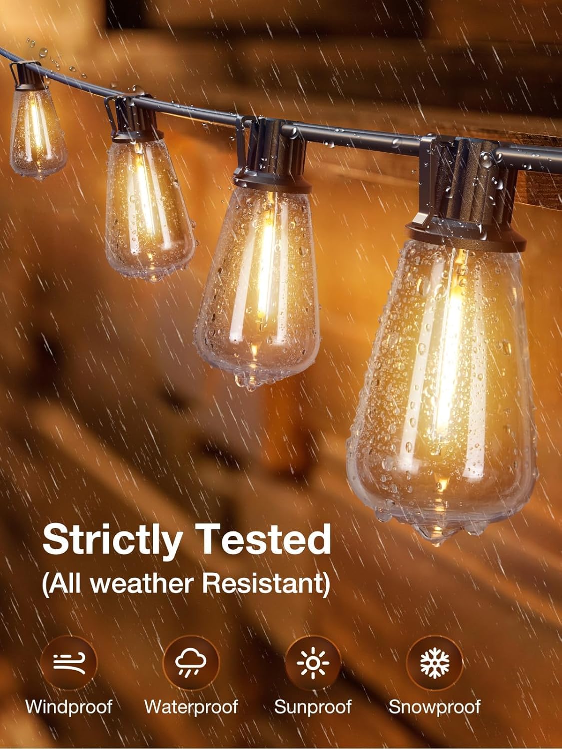 addlon 150 FT (3x50FT) Outdoor String Lights,Waterproof Patio Lights ETL Listed with 45+3 Shatterproof Dimmable ST38 LED Bulbs,2200K Connectable Outdoor Lighting for Backyard Bistro Garden