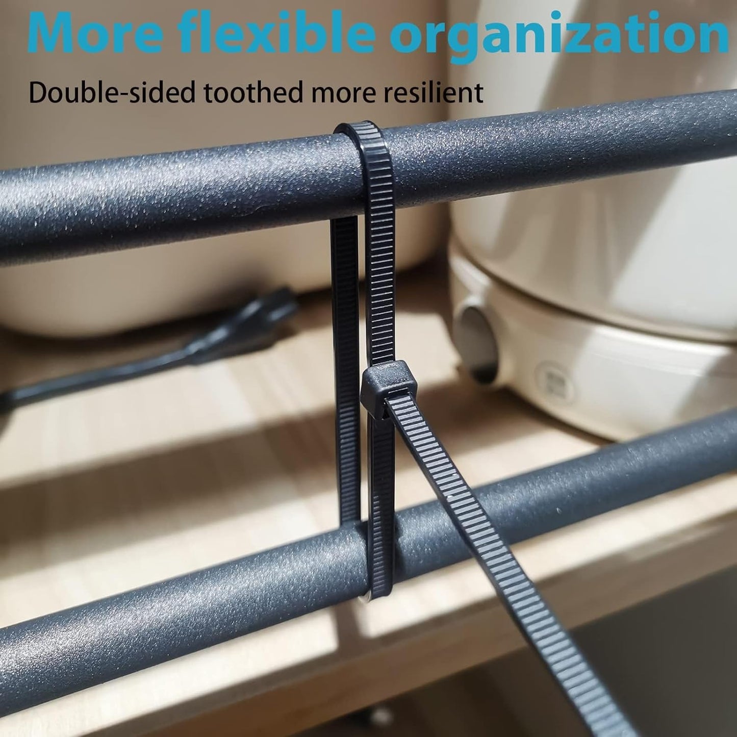 14 Inch Zip Ties Double Sided Toothed,100 LBS Tensile Strength Heavy Duty Cable Wire Ties With Self-Locking Adjustable More Durable Nylon Tie Wraps for Indoor Outdoor（200 Pack）