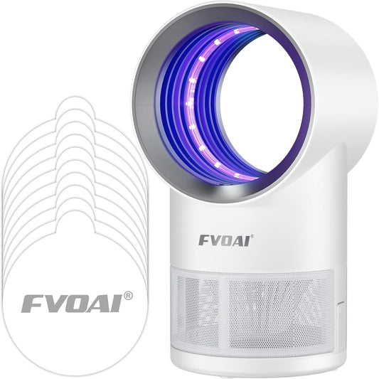 Fruit Fly Trap for Indoors, Fly Traps Indoor for Home Indoor Insect Trap with Suction, Time Setting, Bug Light & 10 Pcs Sticky Glue Boards (White)