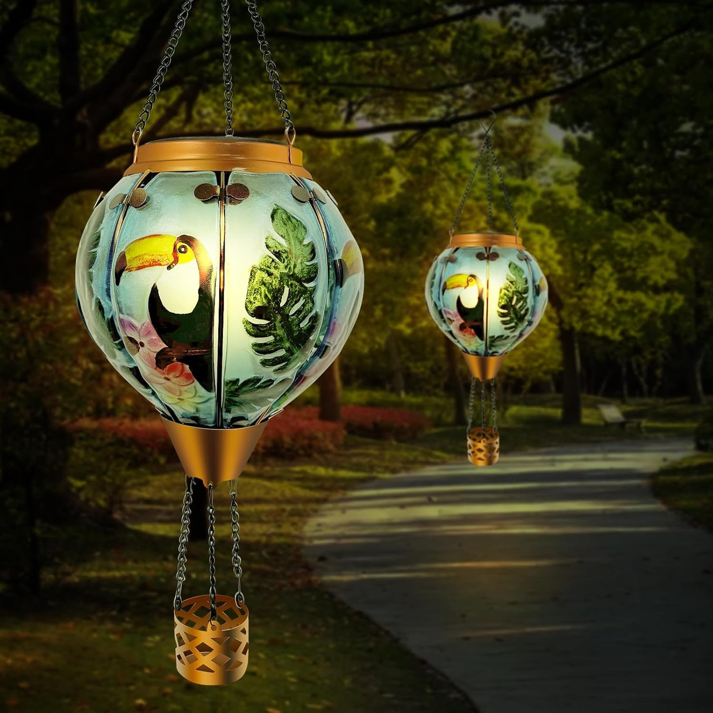 Hot Air Balloon Solar Lantern with Flickering Flame Outdoor Waterproof Decorative Hanging Light for Garden,PatioYard,Party and Christmas Decoration