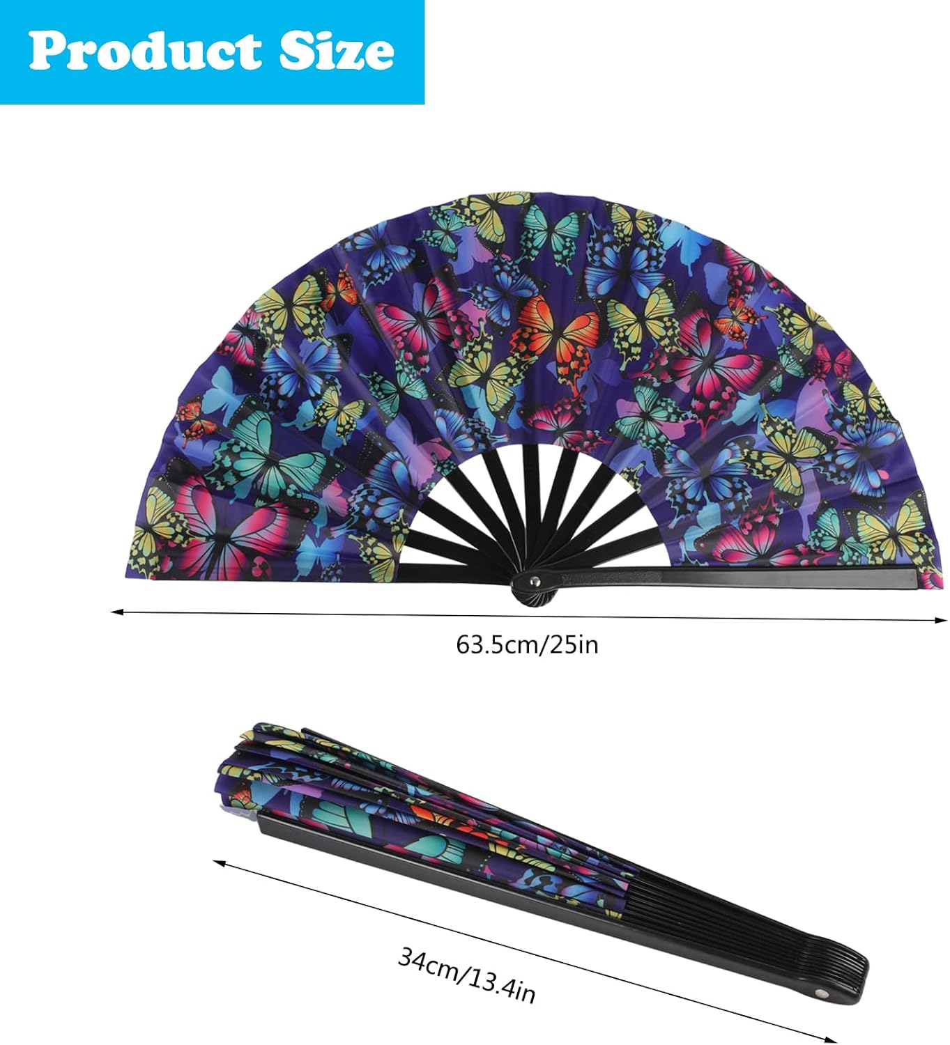 6 Pack Large Rave Hand Fan for Line Dancing, Clap Popping Fan for Women/Men, Plastic Clack Handheld Fan for Boots On The Ground, Festiveal, Party, Beach and Home Decorations