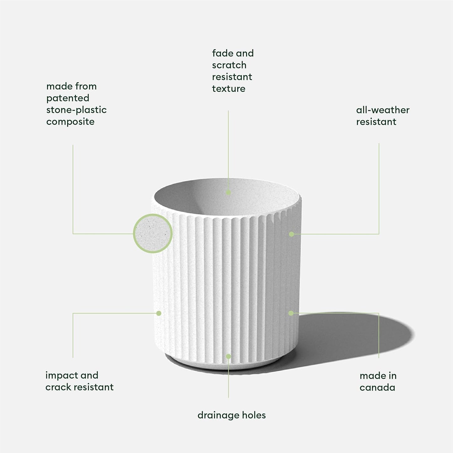 Veradek Demi Series Round Planter for Porch, Patio, Backyard | Durable Plastic-Stone Composite Material | Modern Décor for Tall Plants, Flowers