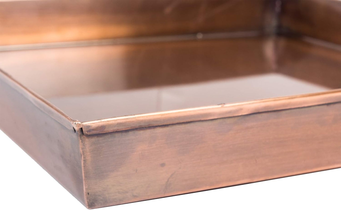 H Potter Copper Planter Tall Ribbed Outdoor Indoor Metal Planters for Patio Deck Garden 29 Inch Small Entrance Planter with Drainage Drip Tray