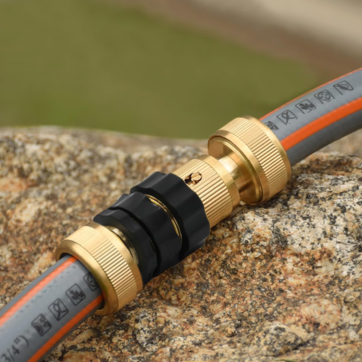 3/4 Inch Garden Hose Quick Connector Fittings, Easy Connector Fitting, Male and Female Set, (2)