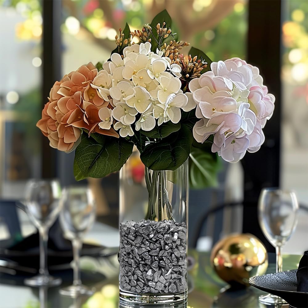 HappyFiller 3-7mm Candle Holder Mini Rocks,Vase Fillers Small Gravels Stones,Terrarium Succulent Planter Soil Cover Decor Pebbles,Aquarium Fishbowl Granule,Crushed Glass,Silver 0.81 LB