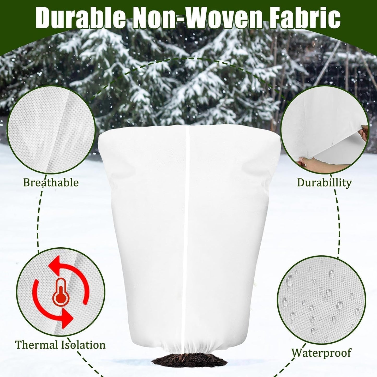 4 Pcs Plant Covers Frost Protection Bag 71" x 47" Winter Reusable Plants Jacket with Drawstring Shrub Protection Wraps Bags Frost Blanket for Winter Outdoor Garden Plants