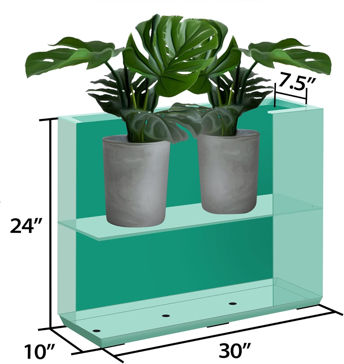 Metallic Heavy Outdoor Planter Box, Span Planter, Long and Tall Divider Planter, 30Lx10Wx24H, Aqua Blue, No Assembly 30.8 Pounds