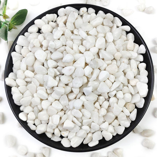 5LB Succulent and Cactus Gravel Pebbles, 3/8 Inch Natural Decorative Polished Stones, River Rocks for Plants, Vases, Aquariums, Terrarium and Outdoor Gardening, White