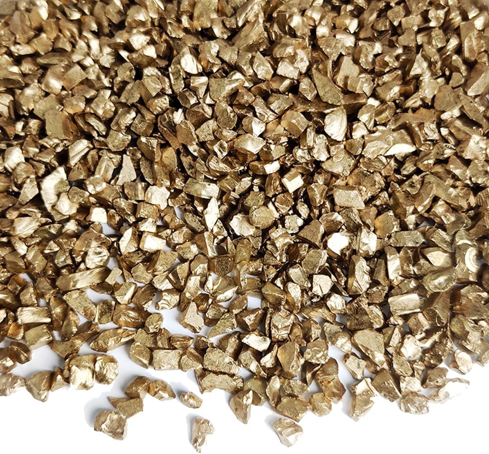 HappyFiller Golden Nuggets Crushed Glass for Resin Art,Small Gravels Stones for Aquarium Fish Tank Bottom Granule,Vase Filler Candle Holder Decor,Wedding Centerpieces Decoration,0.81 LB Gold