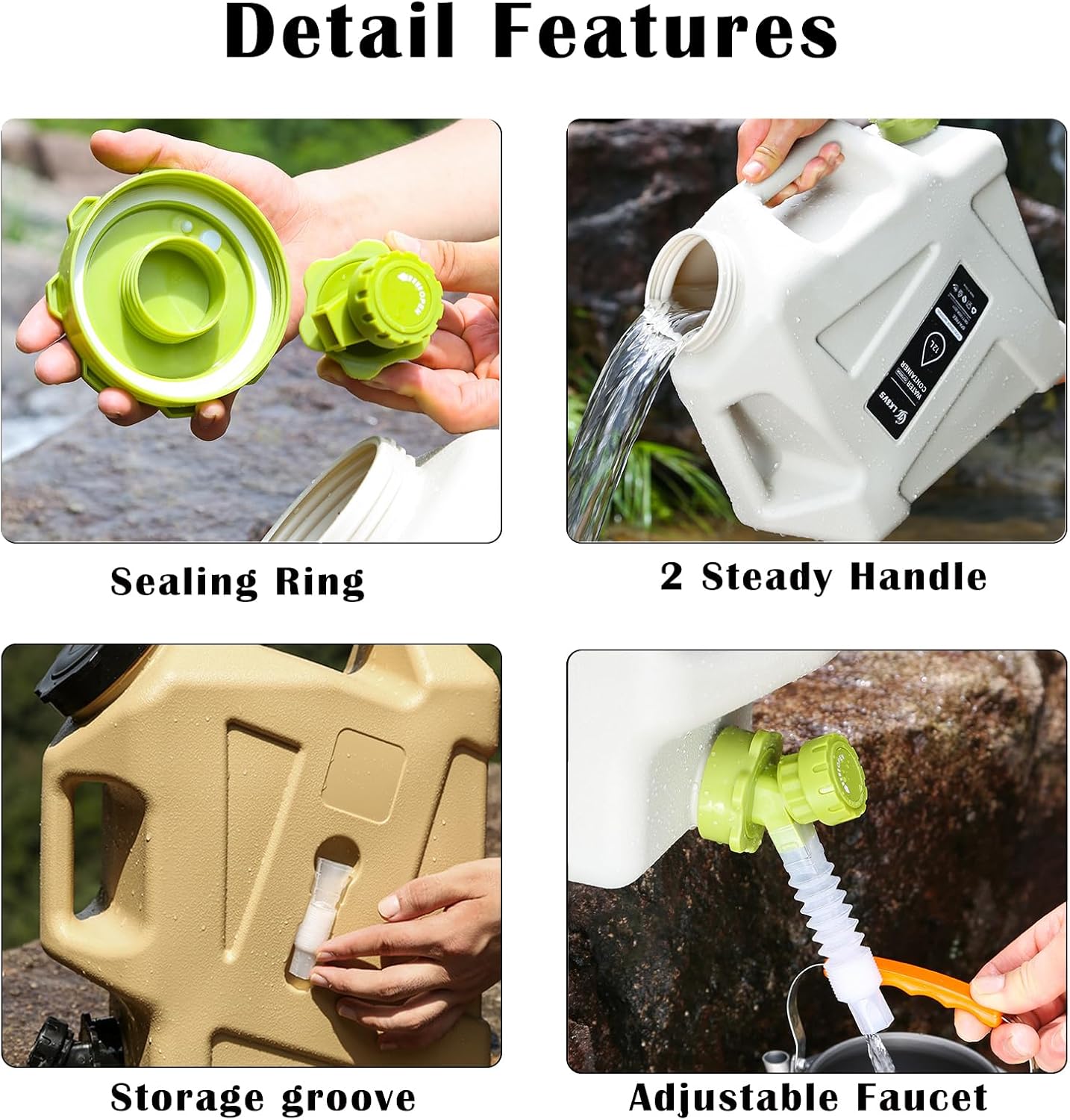 3.2 Gallon Water Jug with Spigot, BPA Free Leak-Proof Camping Water Container, Portable Emergency Water Storage for Outdoor Hiking, Camping, Home Use