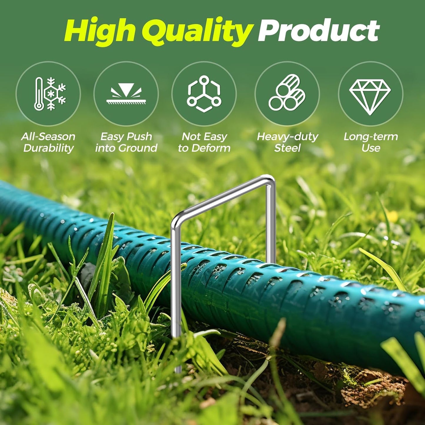 50 Pack Garden Staples,6 Inch 11 Gauge Galvanized U-Shaped Garden Stakes,Heavy-Duty Ground Lawn Stakes for Inflatables,Irrigation Tubing,Holding Fence,Weed Barrier Fabric,Decoration