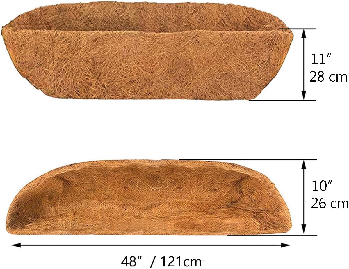 1 Pcs Trough Coco Liner 48 inch Wall Planter Replaceable Coco Liner for Window Box, Fence Flower Baskets