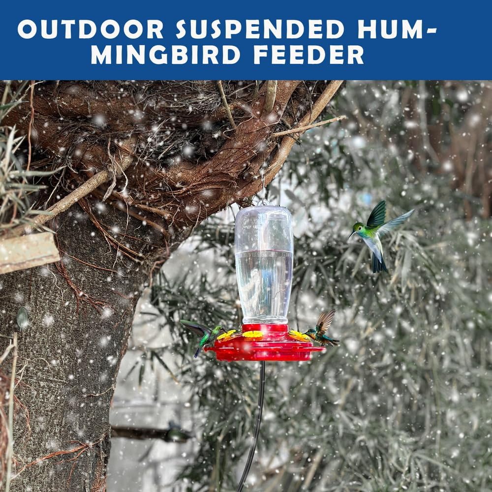 Heated Hummingbird Feeder for Outdoor Winter,Bird Nectar Feeder for Garden Decor,Window Hanging with a Suction Cup and Installation Bracket,Prevents Water Freezing in Cold Weather(2pc)