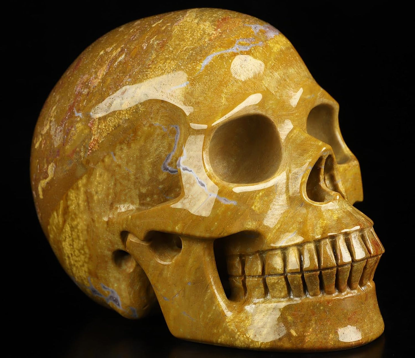 Skullis 5.0" Indian Agate Crystal Carved Crystal Skull. Hand Carved Gemstone Fine Art Sculpture.2392