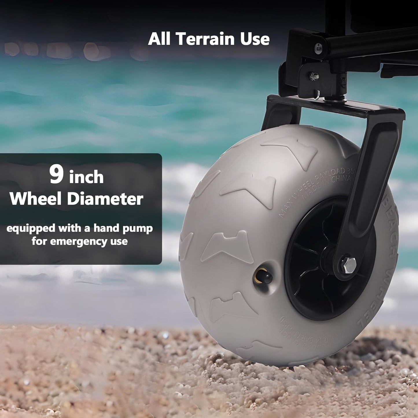 SUNNYFEEL 41''L 550lbs Heavy Duty Beach Wagon with 9" Balloon Tires, 200L Fold Up Wagon Cart Foldable with Side Pocket and Brakes for Camping Sports Garden Shopping (Black)