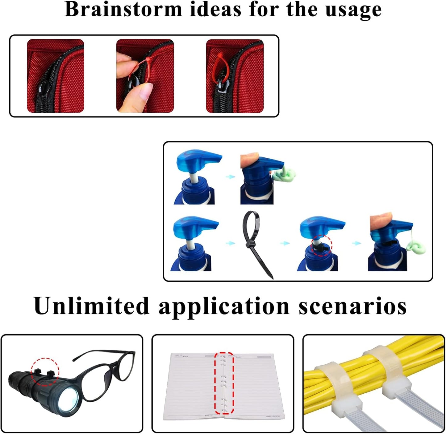 4 Inch White Cable Tie Zip Ties Nylon Zip Ties Plastic Ties 100Pcs