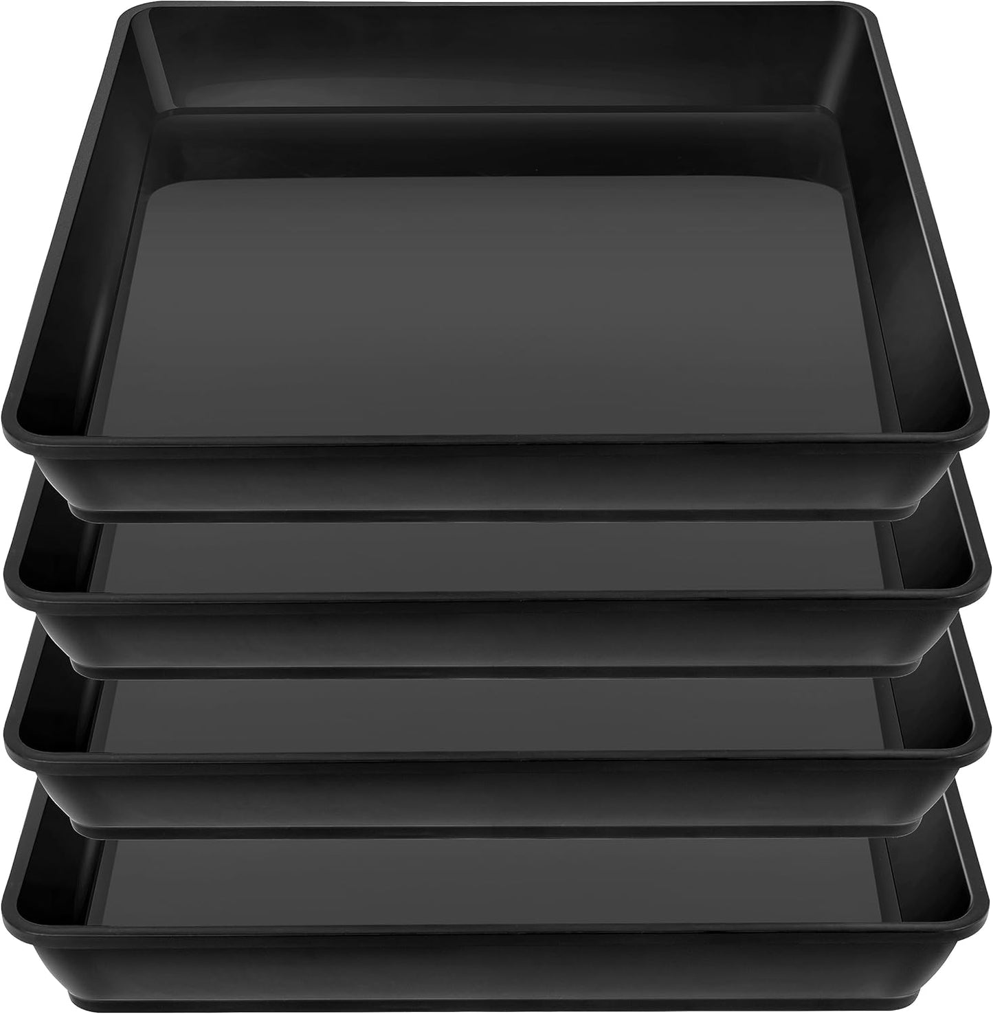 Square Plant Saucer 18 Inch 4 Pack, Durable Plastic Plant Saucer, Garden Large Deep Plant Trays for Pots, Heavy Duty Plant Pot Saucers, Planters for Indoors and Outdoors Plants.