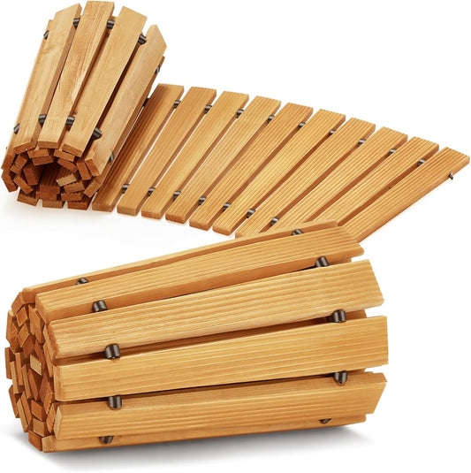 6FT Wooden Garden Pathway,Outdoor Roll Out Decorative Curved Walkway,Weather-Resistant Patio Path,Non-Slip Pavers Boardwalk for Garden, Backyard, Beach, Wedding Party Pathways