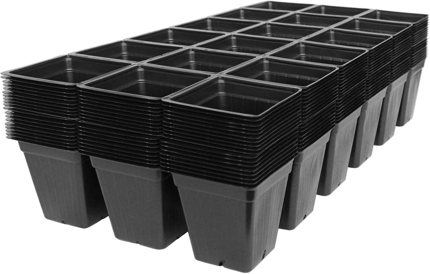 Handy Pantry Black Plastic Garden Tray Inserts - 20 Sheets of 18 Planting Pot Cells Each - 3x6 Configuration - Perforated - Nursery, Greenhouse, Gardening