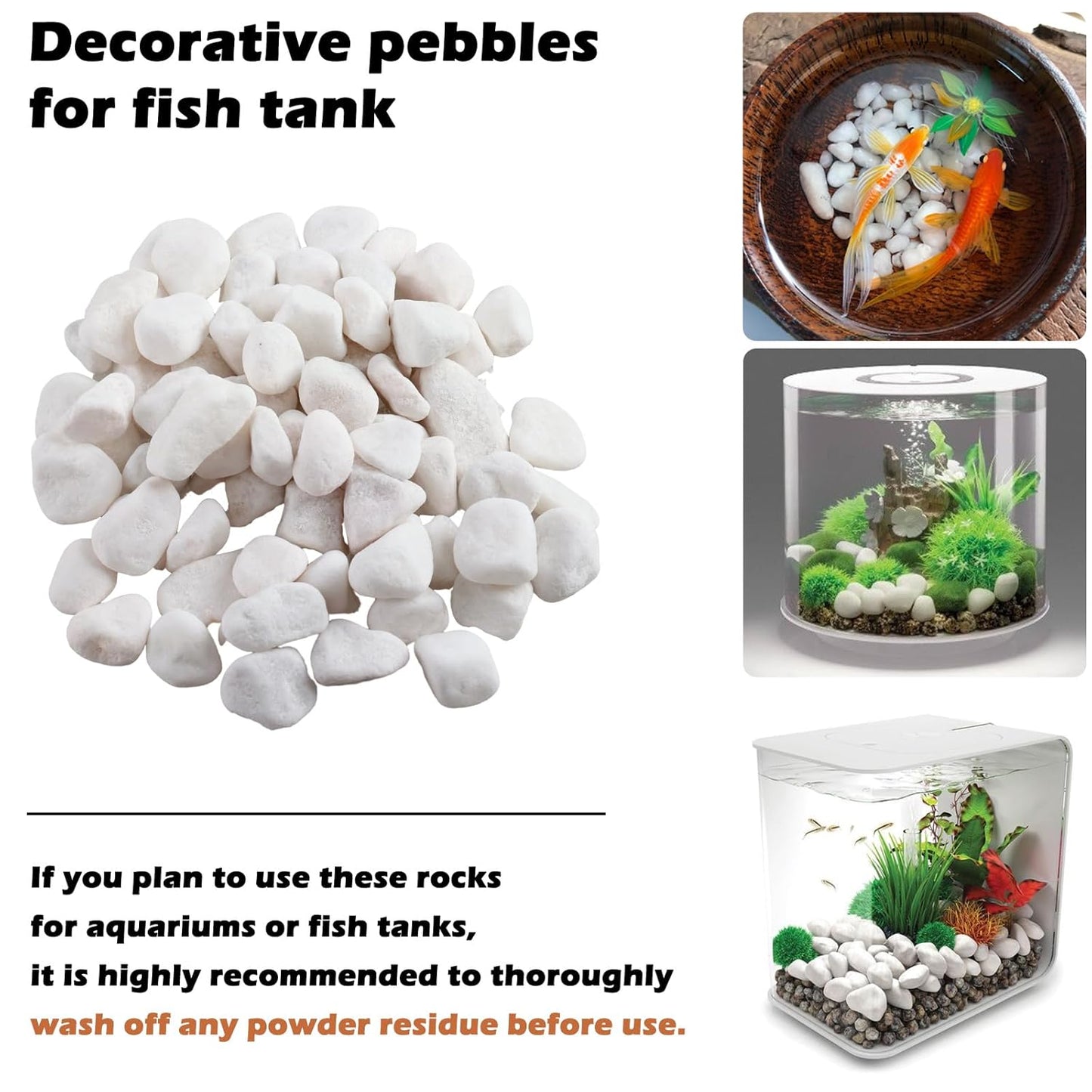 18.7 Lbs Natural River Rocks for Plants 0.6"-0.8" Small White Landscaping Garden Stones White Aquarium Gravel for Decorative Pebbles for Indoor Outdoor Planters