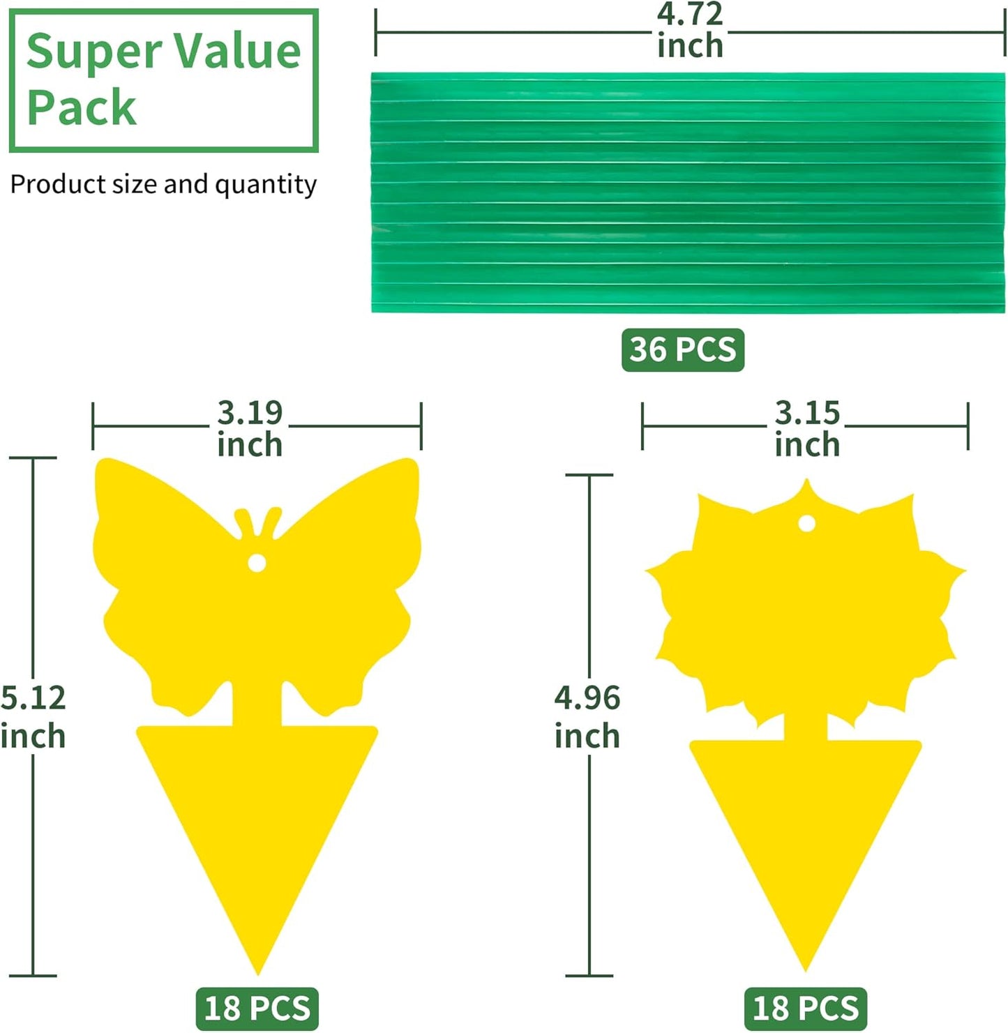 LULUCATCH Fruit Fly Sticky Trap 36 Pack, Safe Gnat Traps for Fruits, Plants, Super Sticky Fly Trap for Indoor, Outdoor, Kitchen, Insect Catcher for White Flies, Mosquitos, Fungus Gnats, Flying Insects