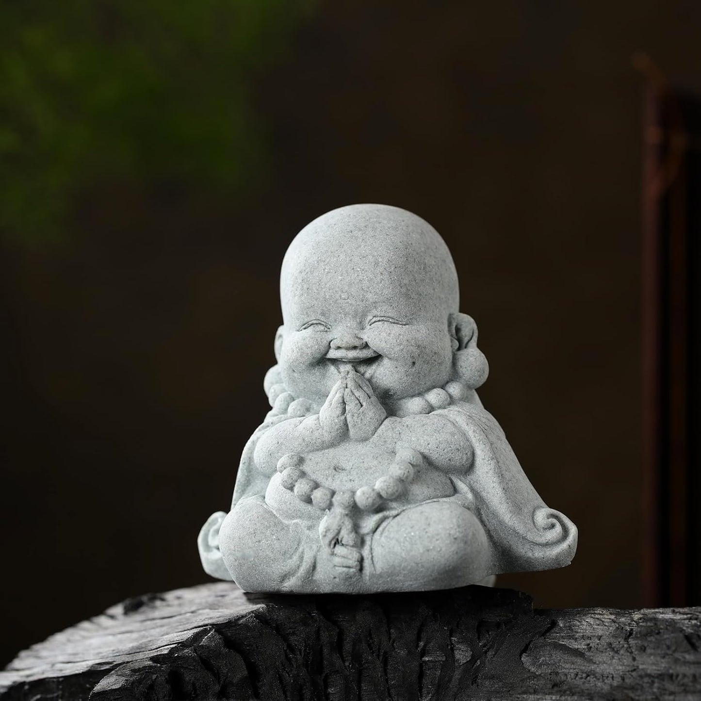 Buddha Sandstone Statues, Zen Monk Praying Statue Sculptures Ornament for Wealth Good Luck Feng Shui Decor Home Office Car Decoration(Prayer Buddha)