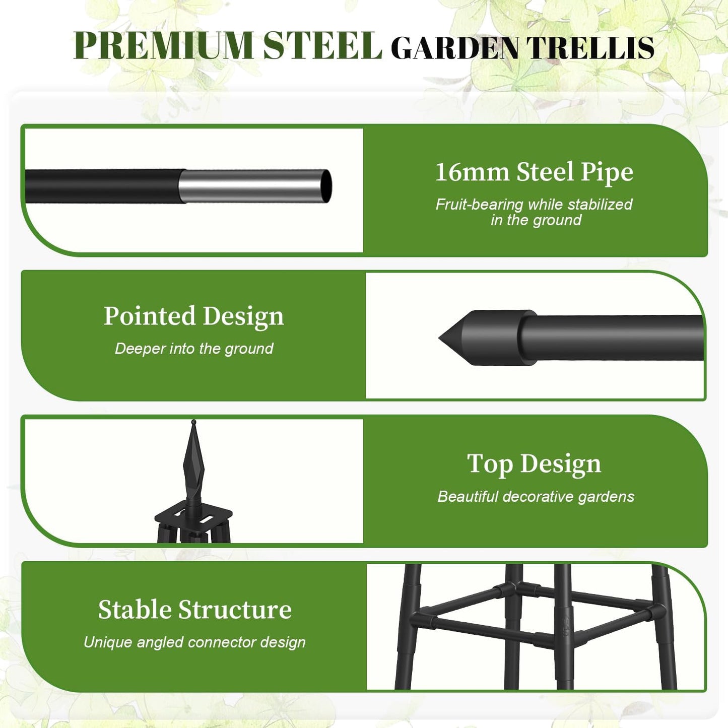 6 FT Obelisk Trellis for Climbing Plants Outdoor, 6FT Garden Trellis with Extra Thickened Plastic-Coated Metal Pipes, Garden Indoor Potted Plant Support, Climbing Support for Potted Plants