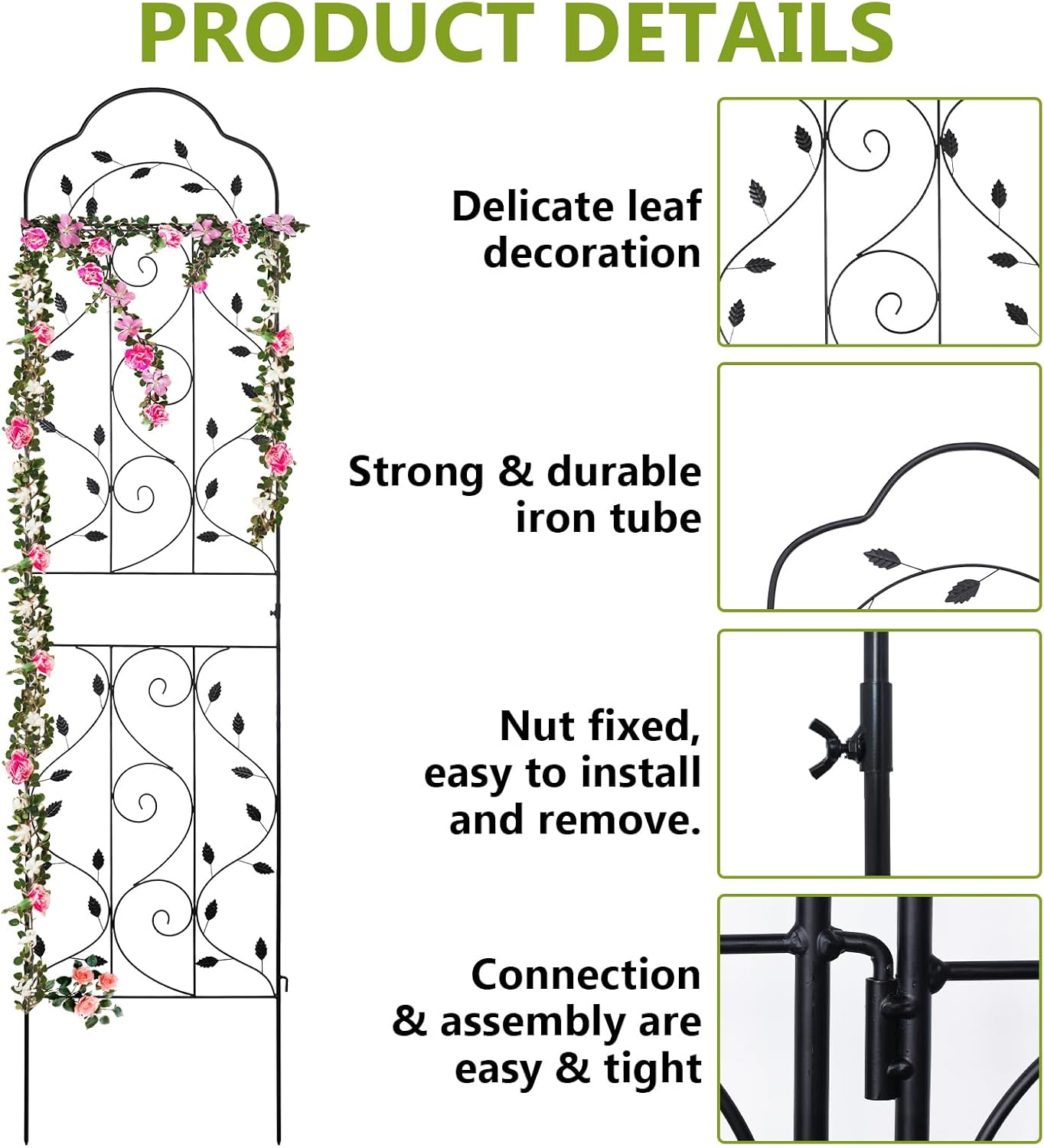 hogardeck Metal 84 * 19 Garden Trellis 2-Packs for Climbing Plants Flowers Vegetables Planting Arched Outdoor Decoration for Courtyards Lawns Gardens
