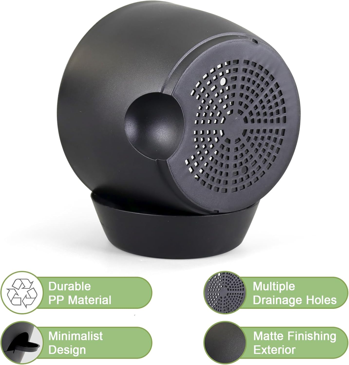 12 inch Large Self Watering Pots, Flower Plant Pots with Multi Mesh Drainage Holes for Indoor Outdoor Garden Plants and Flowers, Plastic Planters with Removable Deep Reservoir, Black